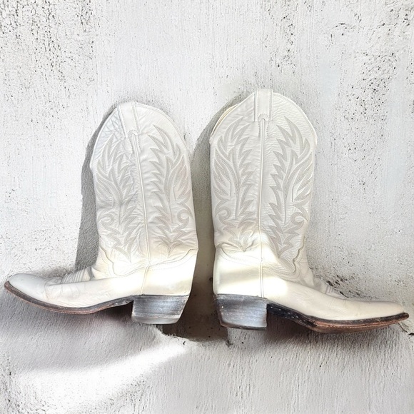 White vintage Western Cowboy Boots 7.5 - Picture 1 of 9